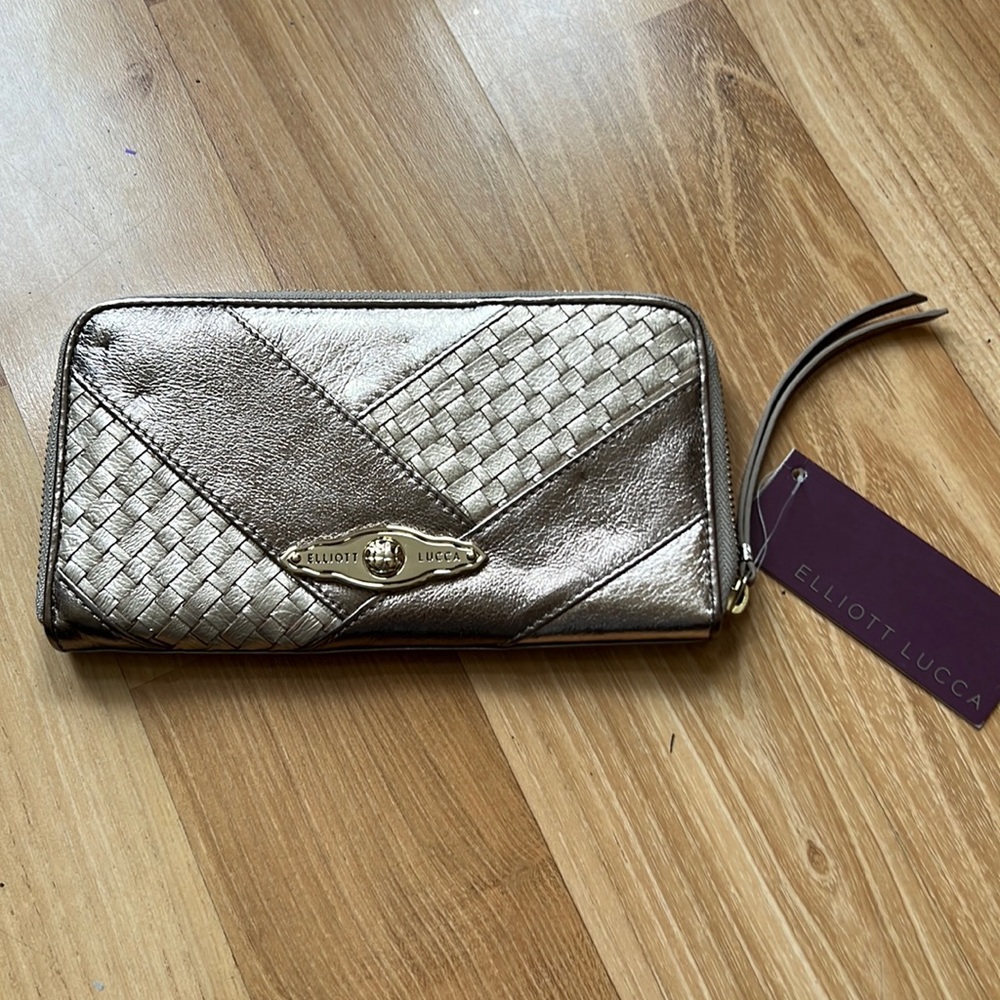 Elliot Lucca Leather gold metallic Long Wallet